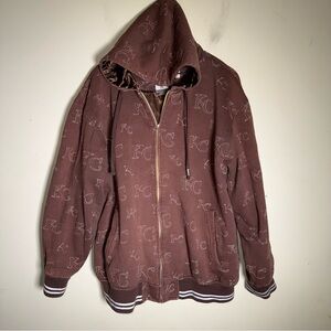 VINTAGE BAREFOX streetwear embroidered monochromatic Kansas City zipup hoodie 2X